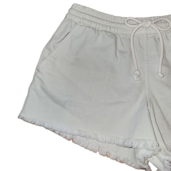 Aerie White Wash Denim Elastic Waist Cut Off Frayed Hem Shorts S - Picture 3 of 10